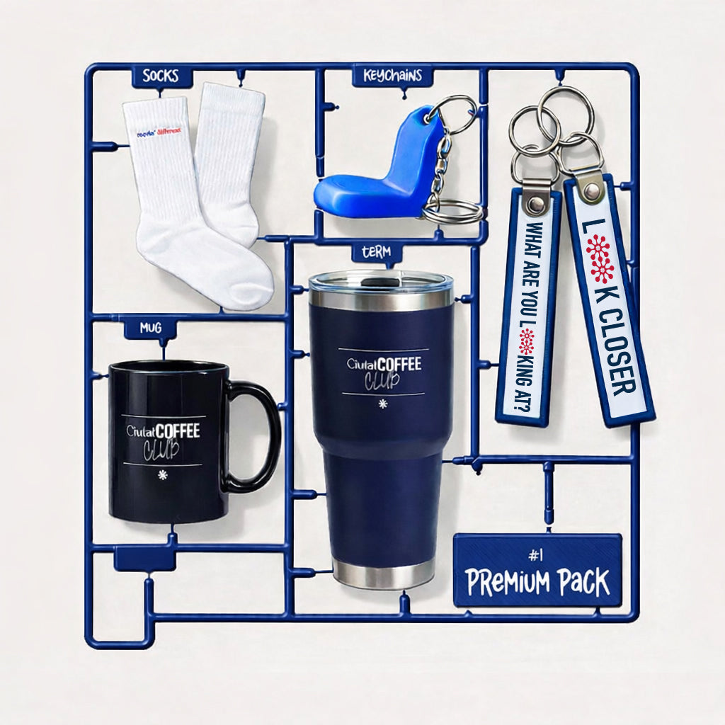 Pack 1 A (calcetines ludfundacion + llavero asiento rojo + llavero captain + taza + termo)