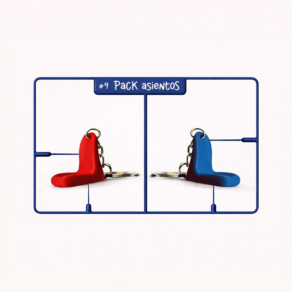 Pack 9. Llaveros asiento rojo + asiento azul